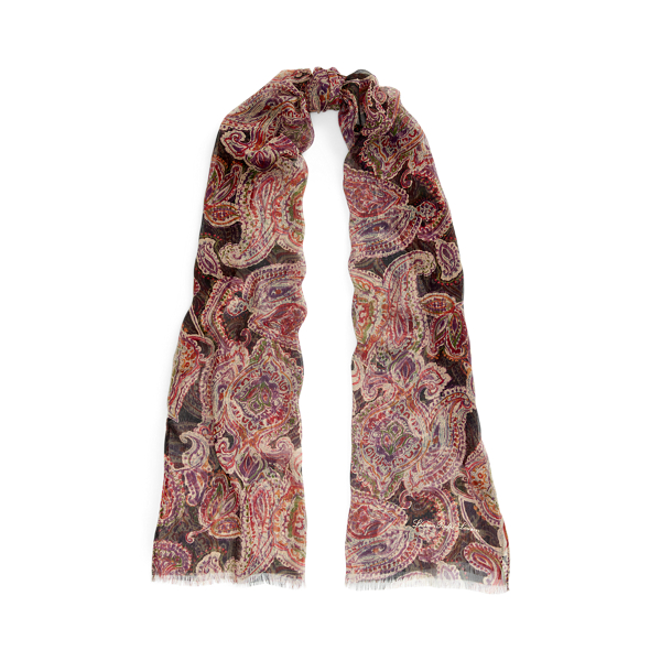 Silvia Paisley Silk Chiffon Wrap Scarf