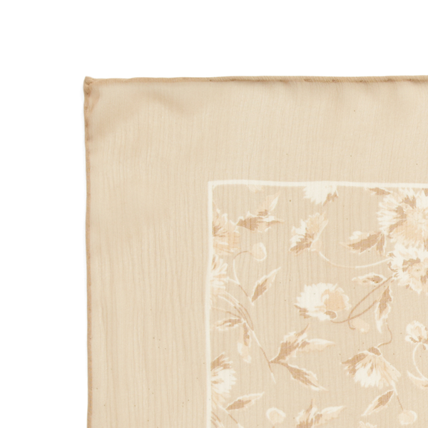 Tan Floral Silk Chiffon Square Scarf Lauren 2