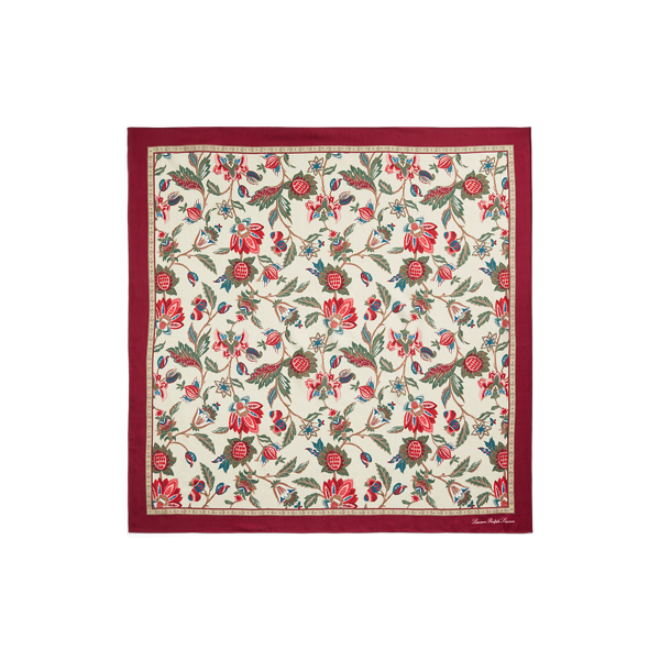 Purple Floral Silk Twill Square Scarf Lauren 2