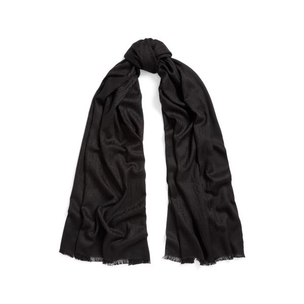 Écharpe à logo jacquard de coton mélangé