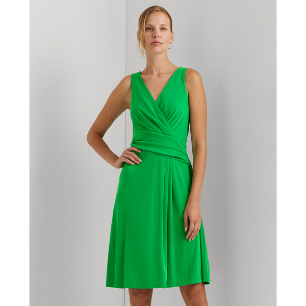 Robe sans manches col en V crois&eacute; jersey Lauren en Vert topaze 4