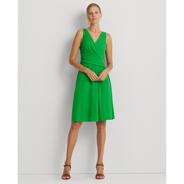 Robe sans manches col en V crois&eacute; jersey Lauren en Vert topaze 7