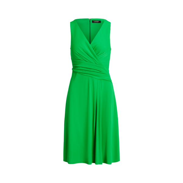 Robe sans manches col en V crois&eacute; jersey Lauren en Vert topaze 2