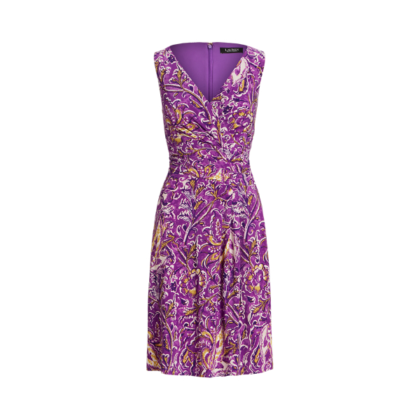 Print Surplice Jersey Sleeveless Dress Lauren 1
