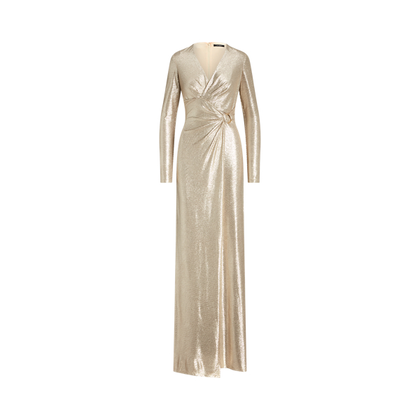 Vestido de noite sobrepeliz met&aacute;lico Lauren em 1