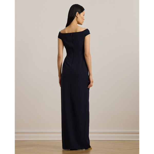 Crepe Off the Shoulder Gown