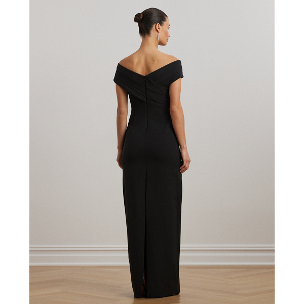 Off the shoulder crepe gown best sale