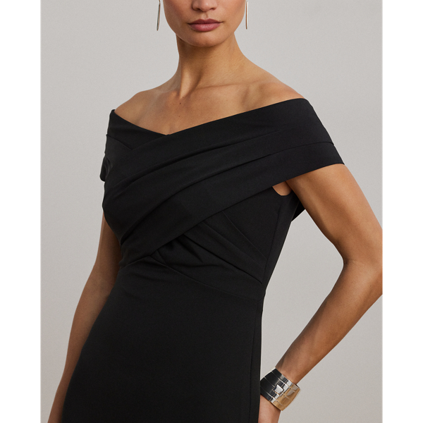 Crepe Off the Shoulder Gown for Women Ralph Lauren EC