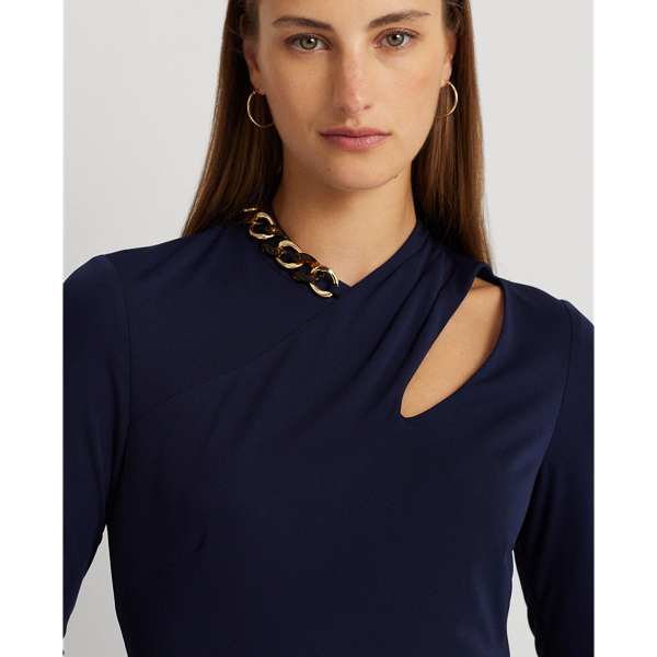 Robe de cocktail &agrave; cha&icirc;ne en jersey Lauren en Marine raffin&eacute; 6
