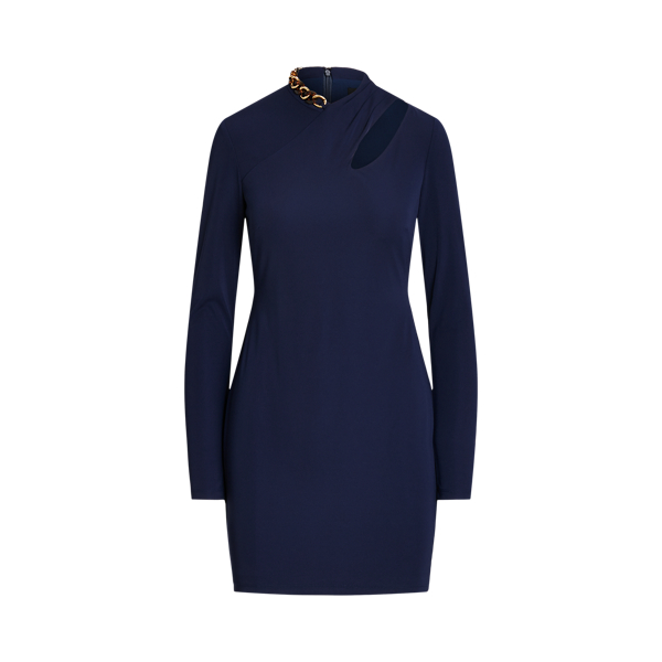 Chain-Trim Jersey Cocktail Dress