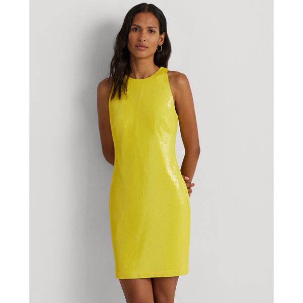 Lemon Daffodil Sequinned Sleeveless Cocktail Dress Lauren 4