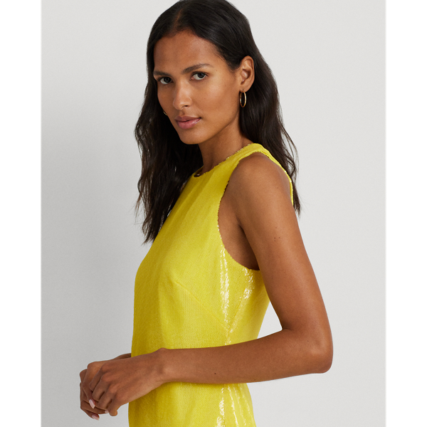 Lemon Daffodil Sequinned Sleeveless Cocktail Dress Lauren 6