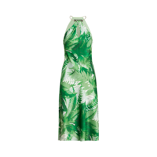 Print Charmeuse Halter Cocktail Dress Lauren 1