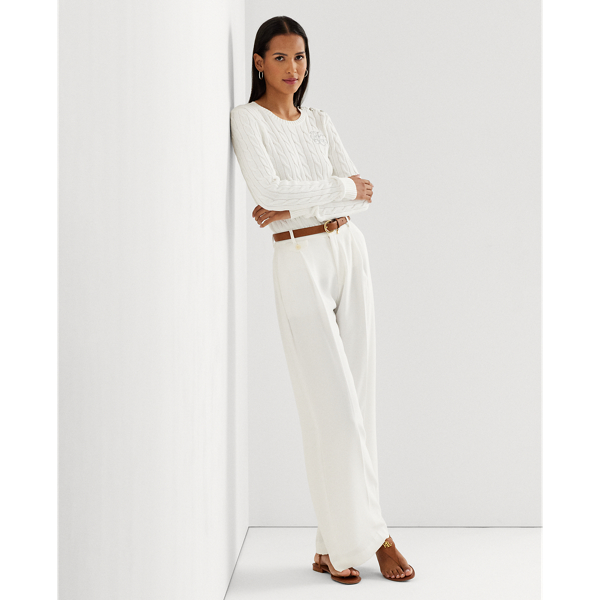 Baumwollpullover mit Zopfmuster Lauren in Wei&szlig; 4