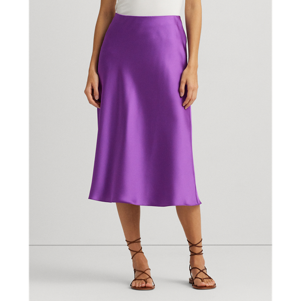 Midirock aus Satin-Charmeuse Lauren in Lila Jaspis 4