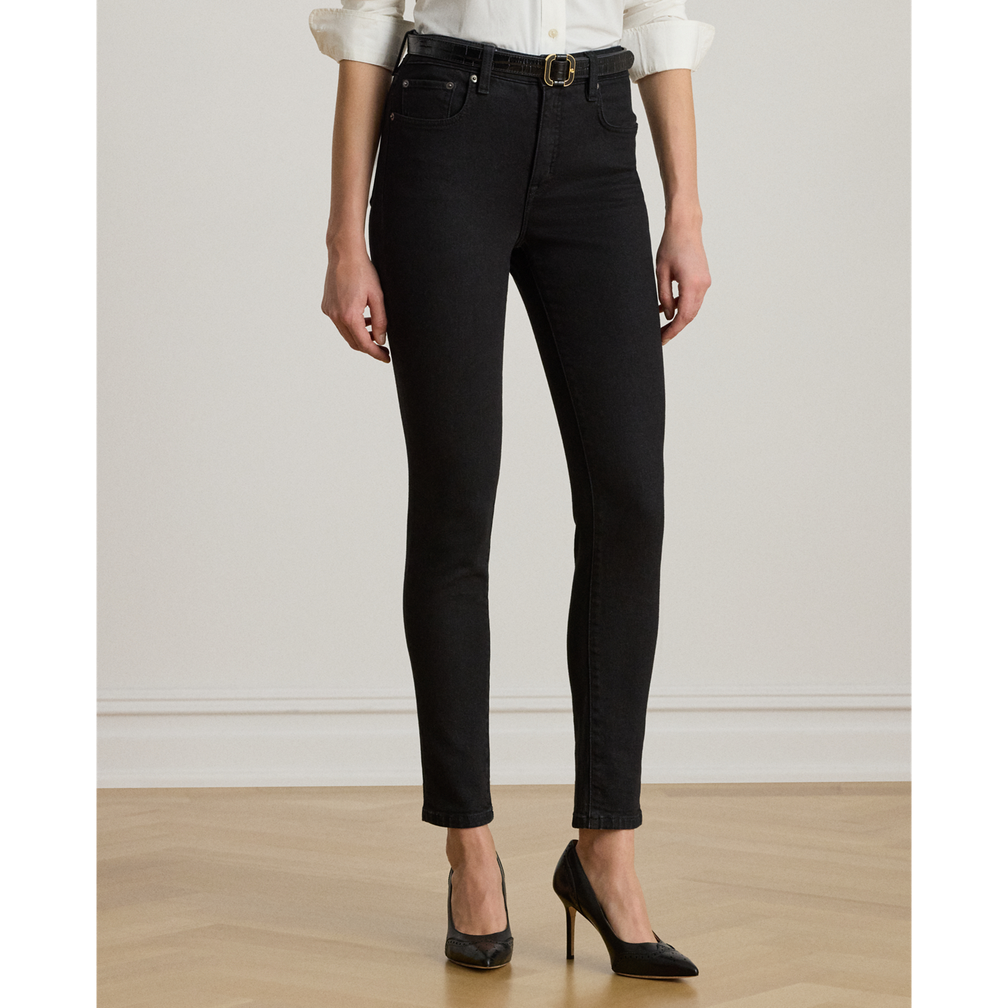 Женские джинсы Ralph Lauren High-Rise Skinny Ankle, цвет: Чёрный варёный — фото 1