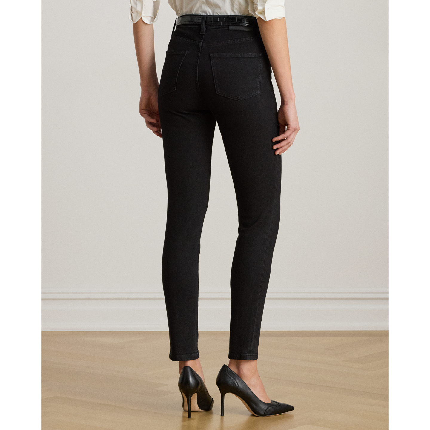 Женские джинсы Ralph Lauren High-Rise Skinny Ankle, цвет: Чёрный варёный — фото 3