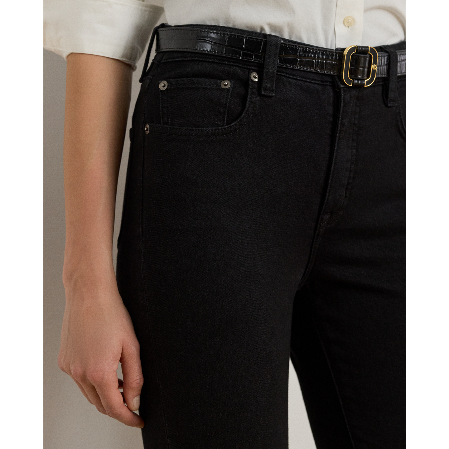 Женские джинсы Ralph Lauren High-Rise Skinny Ankle, цвет: Чёрный варёный — фото 4