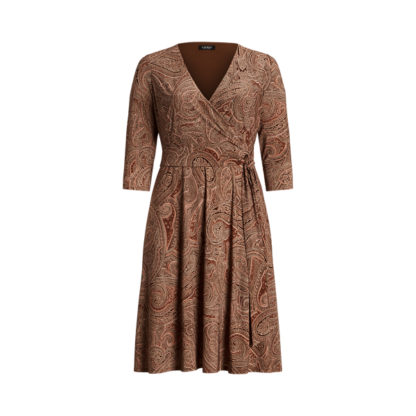 Paisley Surplice Stretch Jersey Dress Lauren Woman 1