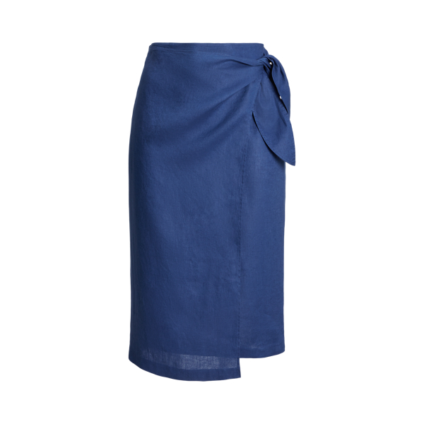 Linen Wrap Midi Skirt Lauren Woman 1