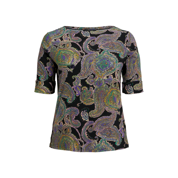 T-shirt com decote &agrave; barco cornuc&oacute;pias Lauren Woman em 1