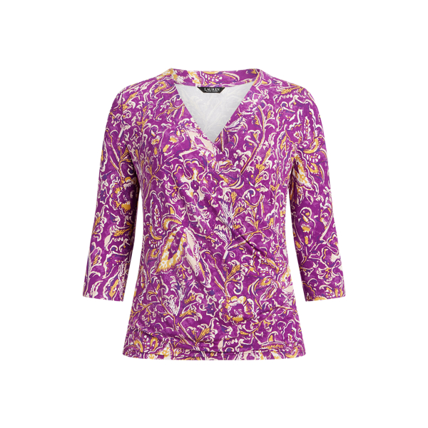 Print Surplice Jersey Top Lauren Woman 1