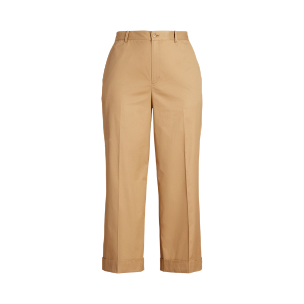 Pleated Cotton Twill Cropped Trouser Lauren Woman 1