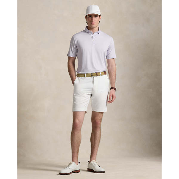 Flower Purple/ White Classic Fit Striped Stretch Polo Shirt RLX 4
