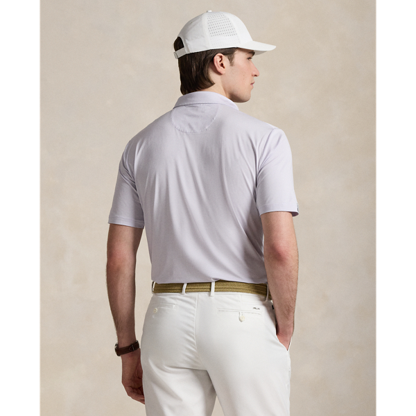 Flower Purple/ White Classic Fit Striped Stretch Polo Shirt RLX 5
