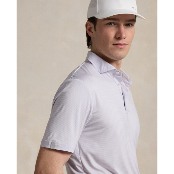 Flower Purple/ White Classic Fit Striped Stretch Polo Shirt RLX 6