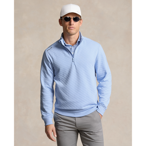 Office Blue Classic Fit Quilted Double-Knit Pullover RLX 1