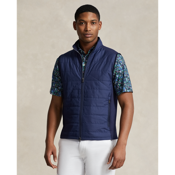 Refined Navy Hybrid Full-Zip Vest RLX for fall 1