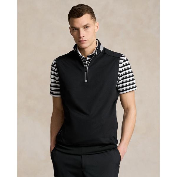 Polo Black Stretch Jersey Quarter-Zip Vest RLX 1