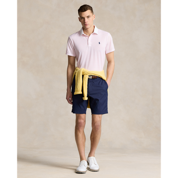 White/Pink Flamingo Tailored Fit Performance Mesh Polo Shirt RLX 4