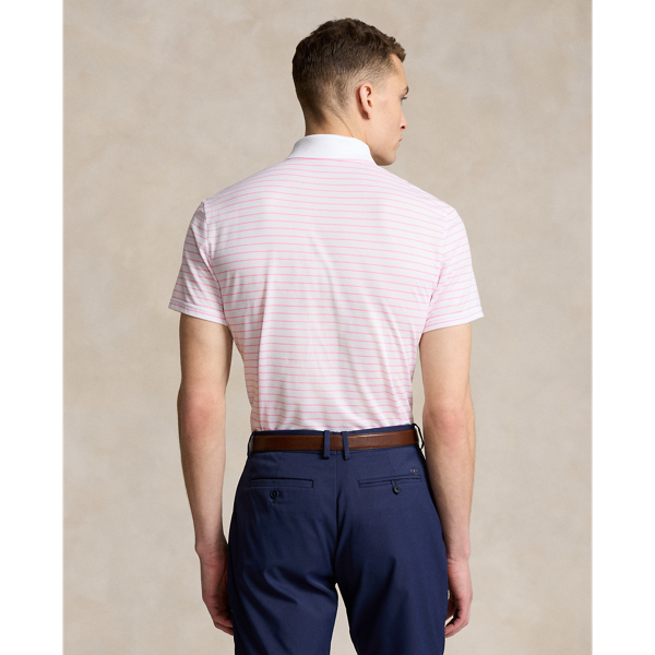 White/Pink Flamingo Tailored Fit Performance Mesh Polo Shirt RLX 5