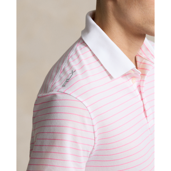 White/Pink Flamingo Tailored Fit Performance Mesh Polo Shirt RLX 6