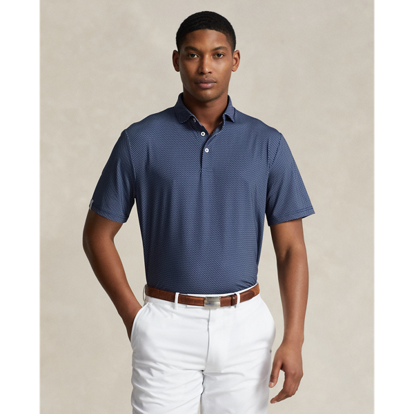 Refined Navy Pin Dot Classic Fit Performance Polo Shirt RLX 1