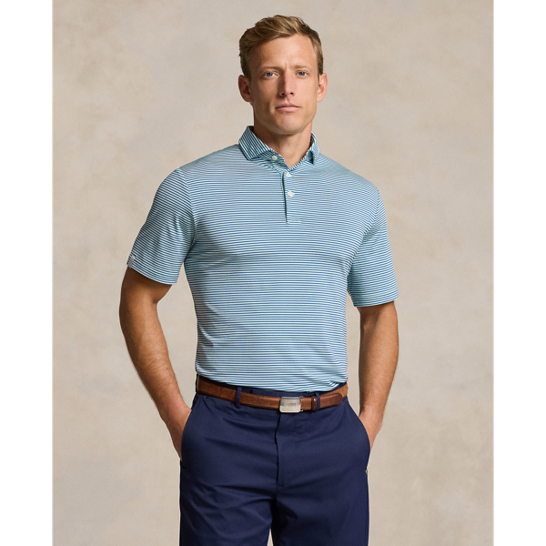 Pastel Mint Multi Classic Fit Striped Stretch Polo Shirt RLX 1