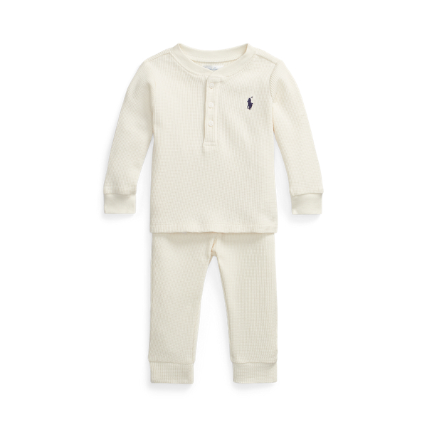 Waffle Cotton Henley Shirt &amp; Trouser Set
