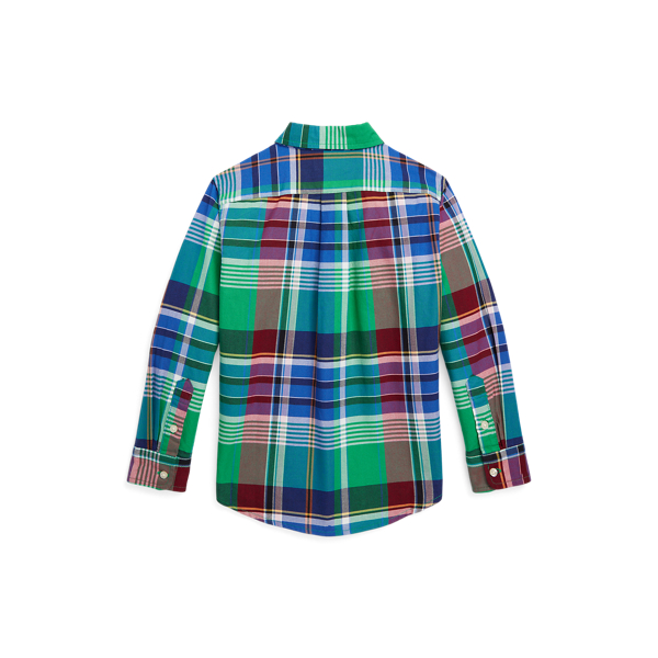 Royal / Green Multi Plaid Cotton Oxford Shirt Boys 1.5-6 Years 2
