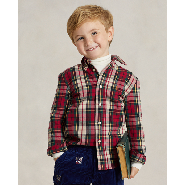 Red / White Multi  Kariertes Baumwoll-Oxfordhemd  Boys 1.5-6 Years 1