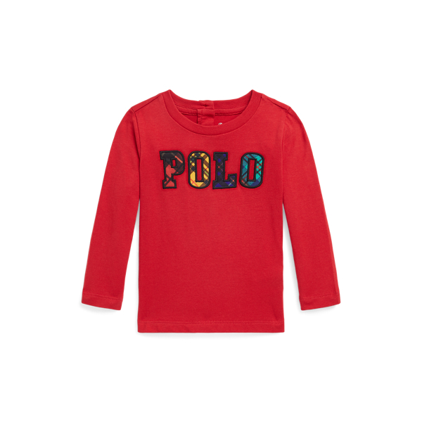 Plaid Logo Cotton Long-Sleeve Tee