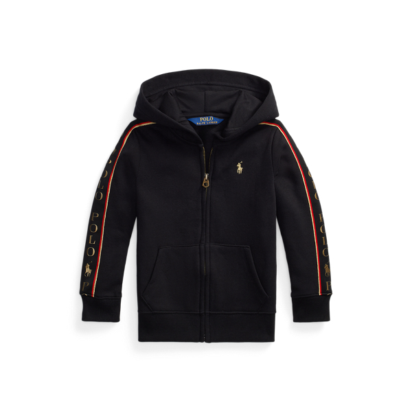 Fleece hoodie met rits en metallic logo