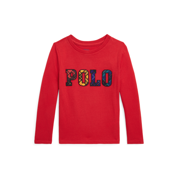 Plaid Logo Cotton Long-Sleeve Tee