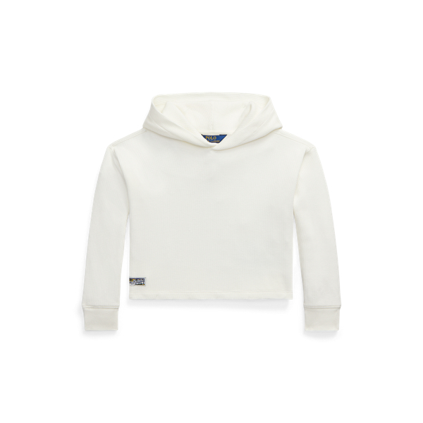 Wafelgebreid boxy T-shirt met capuchon