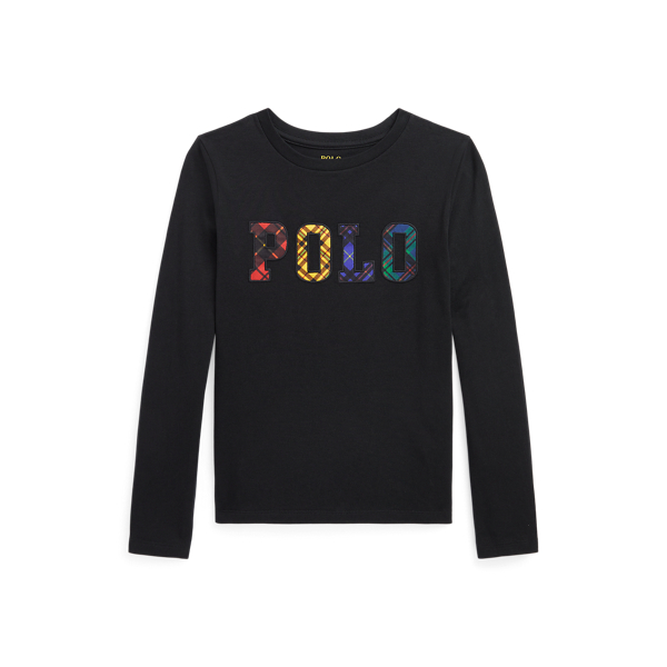Plaid Logo Cotton Long-Sleeve Tee