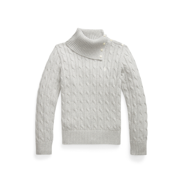 Cable-Knit Cotton Roll Neck Jumper