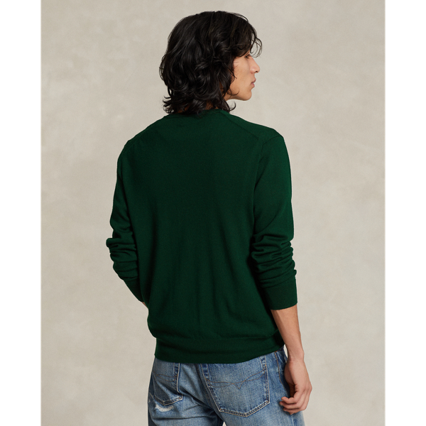 Waschbarer Wollpullover mit V-Ausschnitt Polo Ralph Lauren in Achat-Moos 4