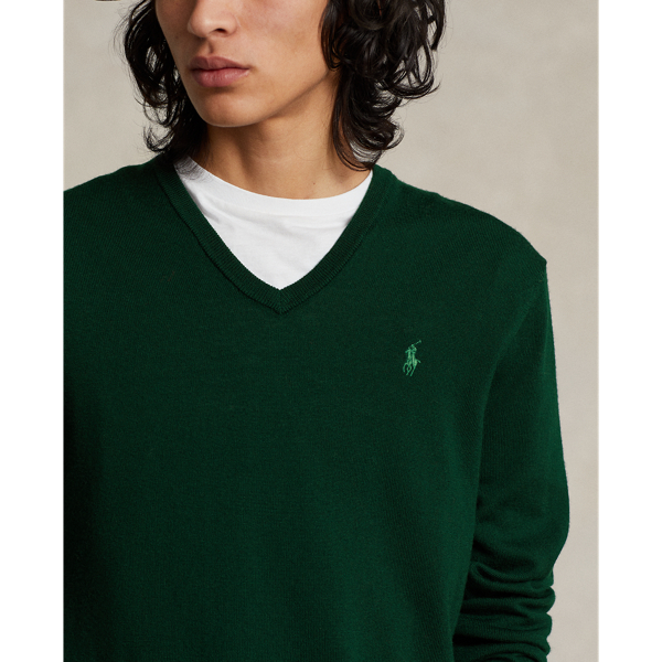 Waschbarer Wollpullover mit V-Ausschnitt Polo Ralph Lauren in Achat-Moos 5