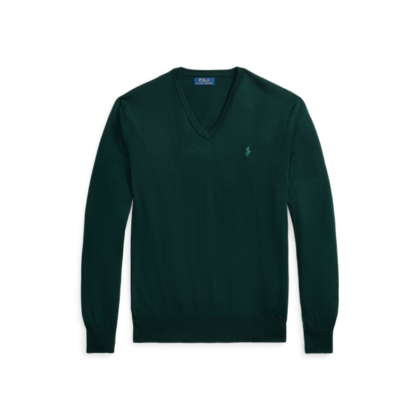 Waschbarer Wollpullover mit V-Ausschnitt Polo Ralph Lauren in Achat-Moos 2